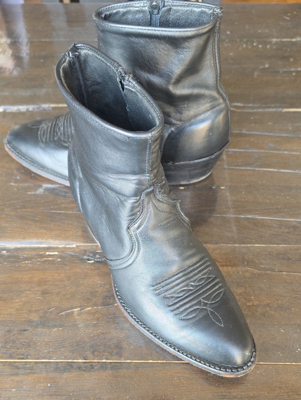 (10EE) Abilene Boot Co. Black Leather Cowboy Ankle Boots Western Rodeo Ranch